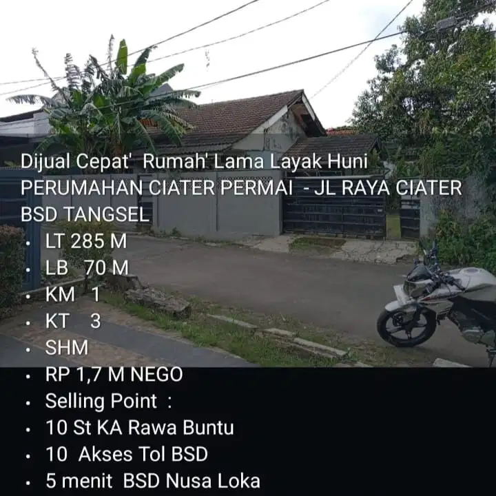 Dijual Rumah Luas di Komplek Ciater Permai dekat BSD