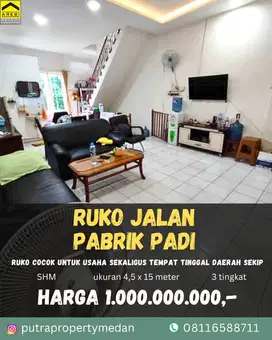 DIJUAL RUKO TEMPAT USAHA DAERAH JALAN PABRIK PADI