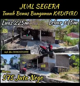 JUAL TANAH BONUS BANGUNAN KADIPIRO DEKAT JL. SUMPAH PEMUDA