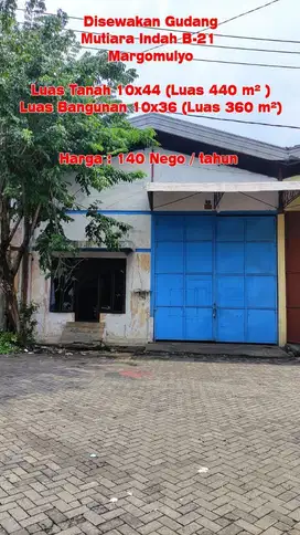 SEWAKAN GUDANG MARGOMULYO MUTIARA INDAH SURABAYA (Tjin2Area)