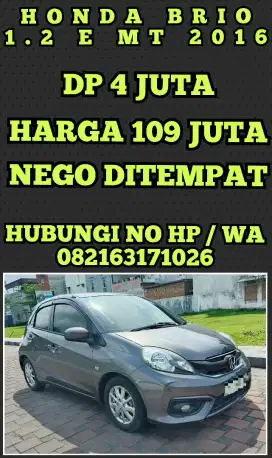 HONDA BRIO 1.2 E MT 2016 DP 4 JUTA