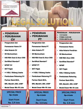 TERMURAH PENGURUSAN Legalitas PT,CV,Yayasan,Firma Hukum,Perkumpulan