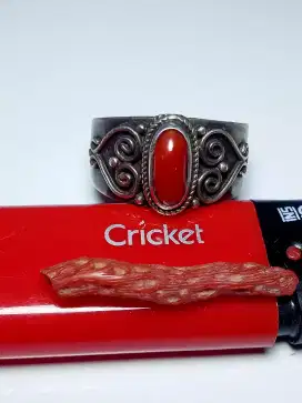 Cincin ring perak handmade Batu Red Marjan