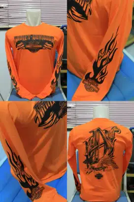 Kaos lengan panjang original harley davidson made in Thailand orange