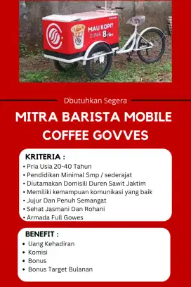 Karyawan Kopi Keliling dengan Gerobak Gowes