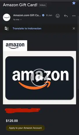 Gift voucher amazon $120