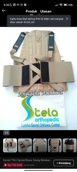 Korset TSLO Spinal Brace Tulang Belakang Scoliosis Stella