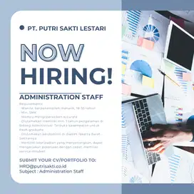 Dibutuhkan Staff Admin & B2B Sales Staff PT. Putri Sakti Lestari