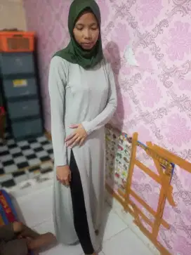 Gamis bahan katun bisa untuk busui bahan adem.