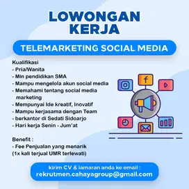 DIBUTUHKAN TELEMARKETING SOCIAL MEDIA