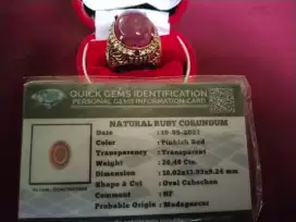 Cincin Ruby Crystal bersertifikat Ring Perak