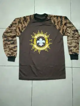 Kaos oblong Panjang loreng digital Pramuka custom logo Scout