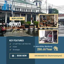 TURUN HARGA  Ruko Asia Afrika Bandung 420 M2 bawah pasaran 40%