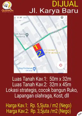 D jual tanah d jl karya baru,lokasi strategis dan ramai