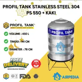 Toren air tangki stainless dan heater air panas lengkap