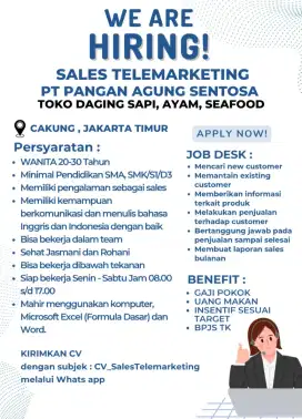 DIBUTUHKAN SEGERA SALES TELEMARKETING