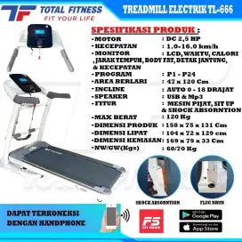 TOTAL FITNESS Treadmill Elektrik TL-66