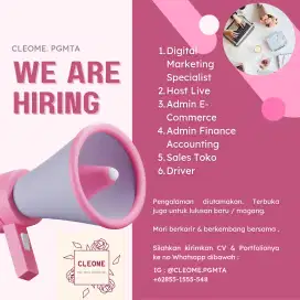 Loker Digital Marketing, Host, Admin E-Com, Admin Finance,Toko& Driver