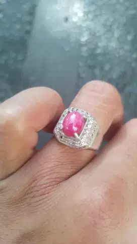 Batu akik ruby ring perak