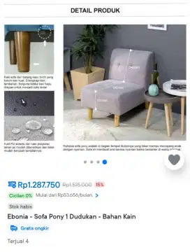 Sofa ebonia pony 1 dudukan second