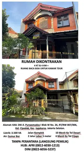 RUMAH DISEWAKAN JAGAKARSA JAKSEL