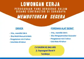 LOWONGAN KERJA DRIVER