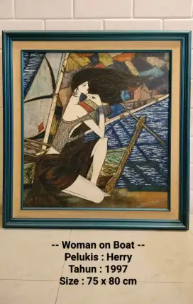 Lukisan Kanvas Woman on Boat