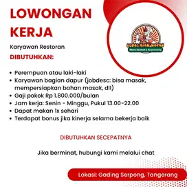 LOWONGAN KERJA KARYAWAN RESTORAN