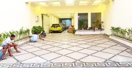 Lantai batu sikat carport