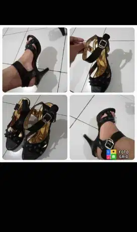 Heels hitam bekancing