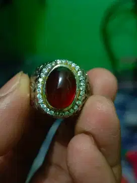 Cincin batu permata red garnet