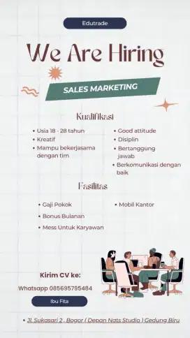 Di Butuhkan 10 Sales Marketing