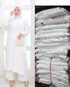 SETELAN ANDINI SET TUNIK PUTIH