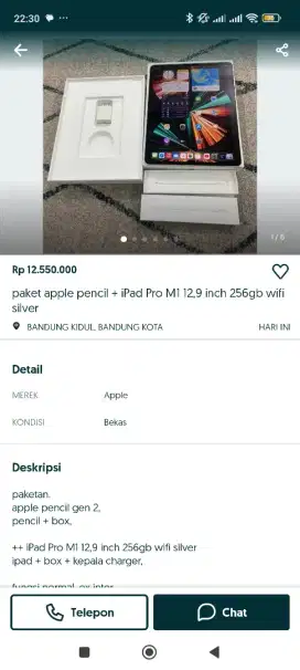 iPad Pro M1 12.9 256gb include Apple pencil