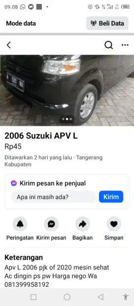 Suzuki APV .1500 CC . Transmisi manual. Warna hitam