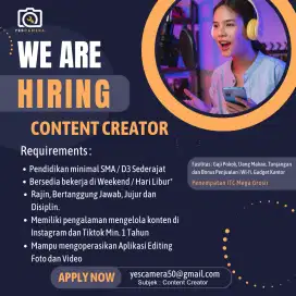 Lowongan Kerja Content Creator Di YES Camera Surabaya