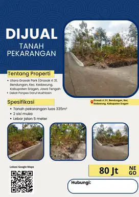 DIJUAL Segera Tanah pekarangan - Butuh Dana