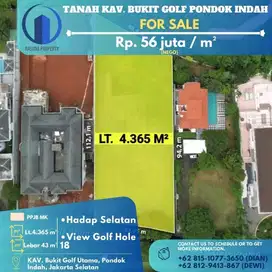 Dijual, Tanah di Bukit Golf Pondok indah, Lt 4,365m², Surat PPJB MK