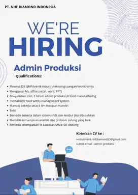 LOWONGAN STAFF ADMIN PRODUKSI