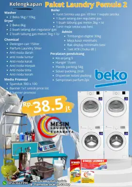 Paket usaha laundry kiloan Konvensional 2 set mesin Beko