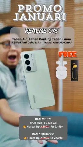 Realme C75 NFC Ram 8/128GB Free Tws Robot T60 Dan Harga Promo