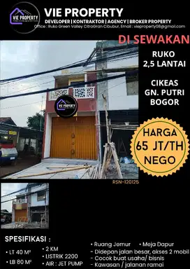 SEWA MURAH RUKO 2,5 LANTAI  SIAP PAKAI DI CIKEAS