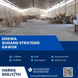 Disewakan Gudang Zona Industri 2800m2 Lokasi Gawok,Sukoharjo