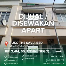 DIJUAL DAN DISEWAKAN RUKO SIAP HUNI DI THE SAVIA BSD, TGR. SELATAN