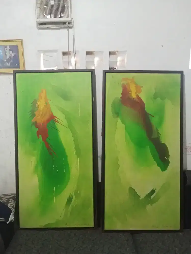 Di jual 2 Lukisan abstrak kanvas karya Rio Lexmana ( asli )