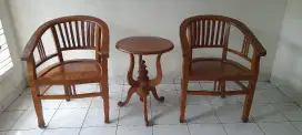 Meja kursi kayu 1 set