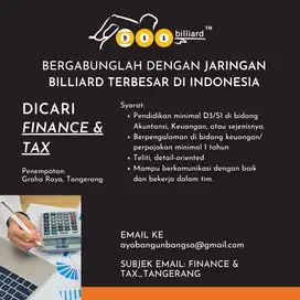 Lowongan TAX dan FINANCE Tangerang