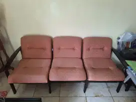 Sofa kayu jati + meja kaca