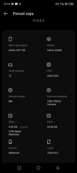 Infinix hot 20i ram4+3/64