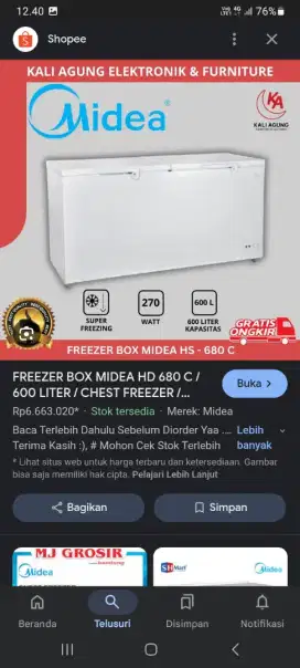 Merk.Midea freezer HD680 CK